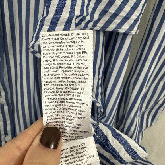 Seraphine Striped Button Maternity Shirt Dress Women’s Size 4 - Picture 8 of 9